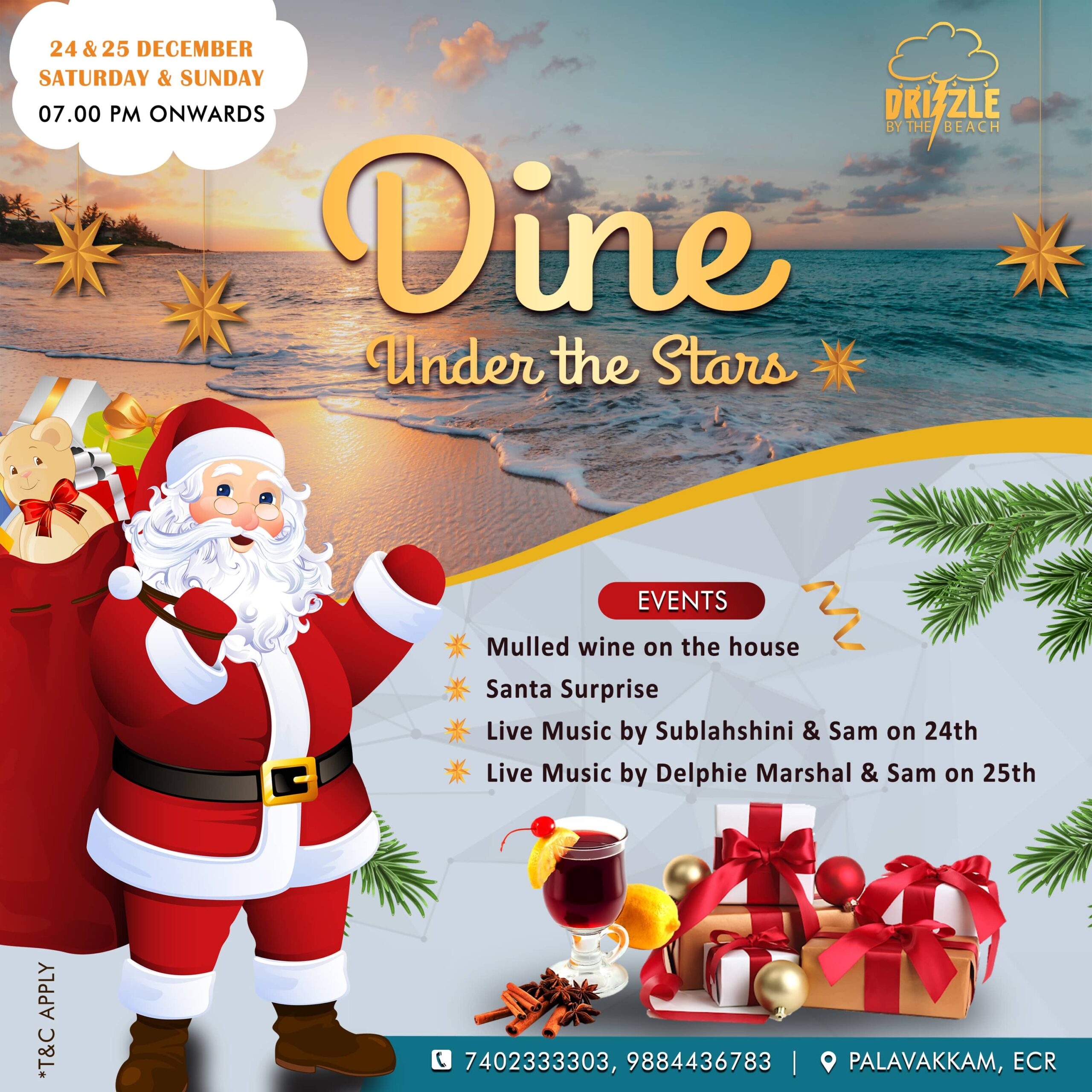 Drizzle By THe Beach - CHristmas poster